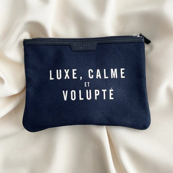 Chez Dede Canvas Pouch/Clutch in Black/Navy - Picture 1 of 6